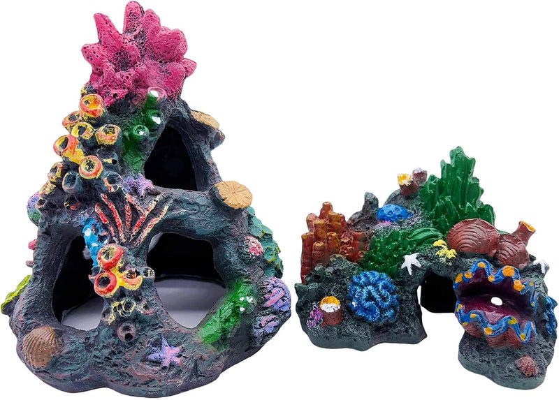 Tfwadmx 2Pcs Aquarium Decoration Coral,Resin Fish Tank Cave,Betta Hideout