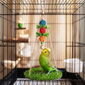 Bird Toys Bird Swing with Grass Platform Wooden Perch Stand Adjustable Rope and Rattan Chew Balls Large Bird Playground 