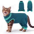 BRKURLEG Cat Recovery Suit with Hind Legs, Breathable Post Spay Onesie for Female Cats & Kittens, Anti-Licking Abdominal & Hind Leg Wound Protector, Cone Alternative, Green L