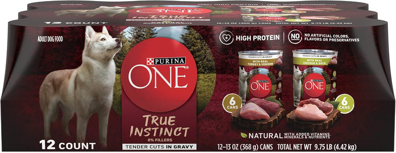 Purina ONE True Instinct Variety Wet Dog Food, Tender Cuts, (12) 13oz Cans