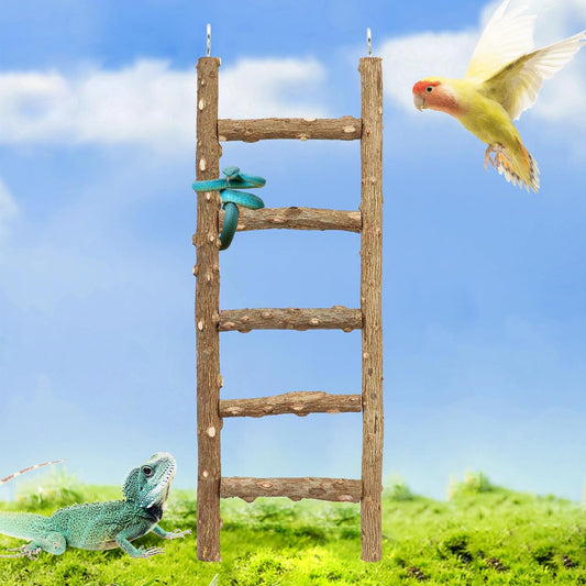 Natural Pepper Wood Parrot Ladder, 5-Step Bird Climbing Toys, Suitable for Parrots, Parakeets, Cockatiels