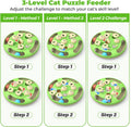 CGBD 3 in 1 Cat Treat Puzzle Feeder, Level 3 Interactive Cat Puzzle Toy with Track Balls, Feather Teaser & Slow Feeder Insert, Non-Slip Base, Mental Stimulation for Bored Indoor Cats, Green