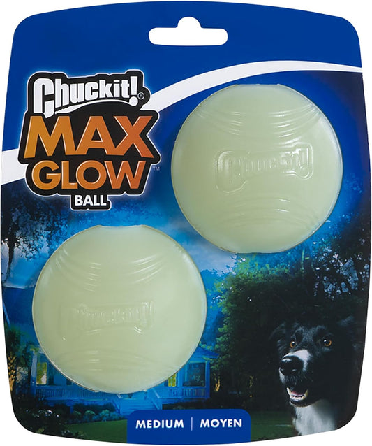 Chuckit! Max Glow Balls, Bouncy Ball for Dogs, Medium, 2.5in, 2 Pack