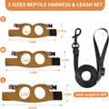 3 Pack Small Animals Leash and Harness Set for Bearded Dragon, 6.5FT Leash with 3 Sizes Adjustable Soft Harness for Rept