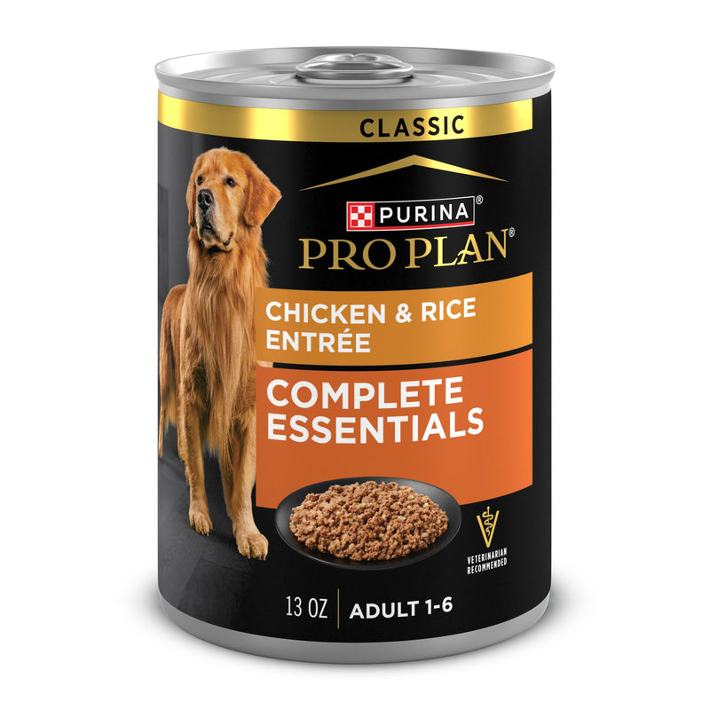 Purina Pro Plan Complete Essentials Classic Pate Dog Food, Chicken and Rice Entrée - (Pack of 12) 13 oz. Cans