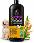 Oatmeal Dog Shampoo and Conditioner for Itchy Skin Relief | Puppy Shampoo for Sensitive Skin 5-in-1 | Cleans, Deodorizes & Detangles | Dog Wash for All Breeds | 16 fl oz | ALFIE'S CHOICE