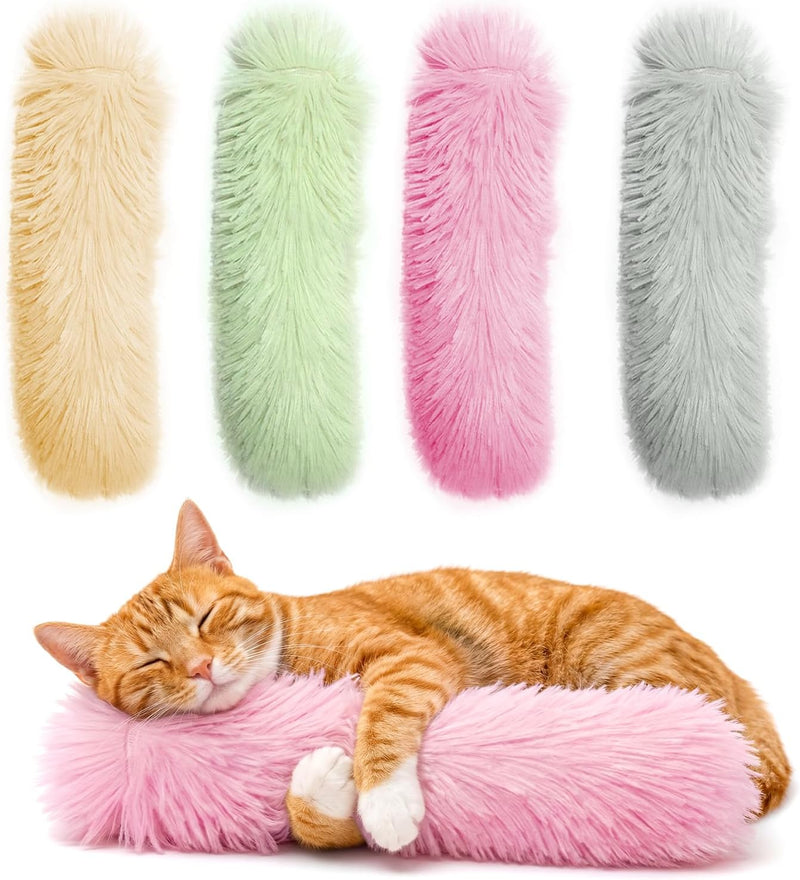 Catnip Cat Toys 4 Pack, Soft Cat Pillow Kicker Toys with Crinkle Sound, Interactive Cat Plush Toys for Indoor Cats and K