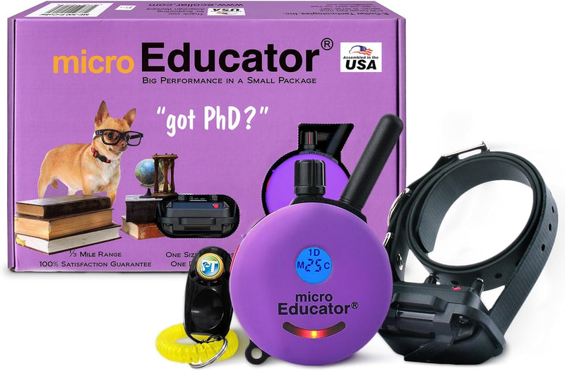 Educator ME-300 Micro E Collar for Dog Training with Remote - 1/3 Mile Range, Waterproof, 100 Blunt Stimulation Levels, 