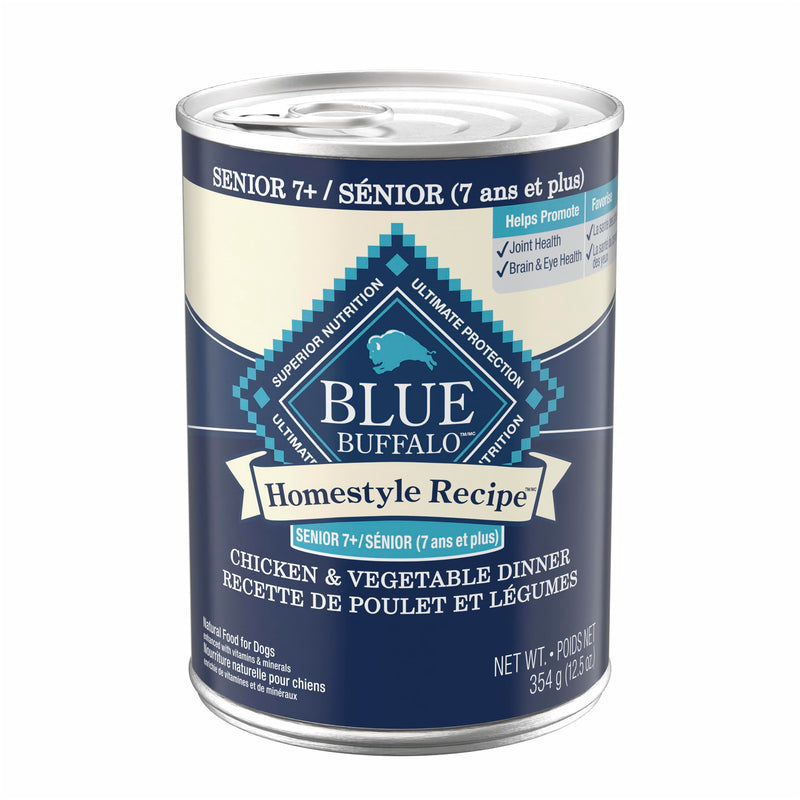 Blue Buffalo Homestyle Recipe Chicken & Vegetable Dinner Paté Natural Wet Dog Food for Senior 7+ Dogs, Made with Natural Ingredients, Vitamins & Minerals, 12.5-oz. Can (12 Count)