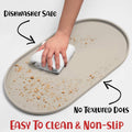 DogBuddy Dog Food Mat - Waterproof Dog Bowl Mat, Silicone Pet Mat for Food and Water Bowls, Nonslip Pet Feeding Mat with Edges, Dogs Food Mats for Floors, Puppy Supplies (Small, White Sand)