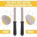 Hoof Knife with Sharpener, 2 PCS Professional Farrier Kit, Curved Stainless Steel Trimming Knife & 400/800 Grit Diamond 