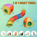 YUEPET Rabbit Tunnel & Cube Tent, Bunny Hideout, Guinea Pig Tunnel, Rainbow