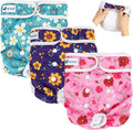 Pet Soft Washable Female Diapers (3 Pack) Female Dog Diapers, Comfort Reusable Doggy Diapers for Girl Dog in Period Heat (Cute Flower, XS)
