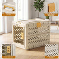 Collapsible Dog Crate for Small/Medium Dogs - 28" L Foldable Dog Cage No-Tool Assembly, Travel Dog Crate with 2 Wheels -
