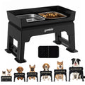 ZOMISIA 3-in-1 Elevated Dog Bowls - 6 Height Adjustable Raised Dog Bowl Stand, Double Deck Design Mess Proof, Feeding Station with 2 Stainless Steel Bowls & Licking Plate for Small Medium Large Pets