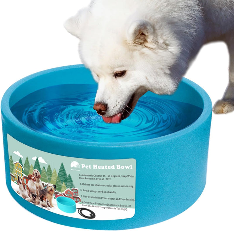 Heated Water Bowl for Dog & Cat, Outdoor Heated Dog Bowl Provides Drinkable Water & Food in Winter, Heated Pet Bowl for 