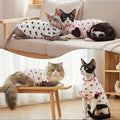 DENTRUN Heart Pattern Sphynx Hairless Cats Shirt, Kitten T-Shirts with Perlin Sleeves, Breathable Cat Wear Cute Sweater Adorable Hairless Cat's Clothes Vest Pajamas Jumpsuit
