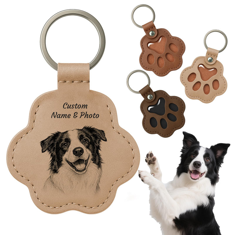 CDBUY Personalized Pet Memorial Gifts for Dogs - Custom Name Paw-Shaped Leather Keychain, Refillable Keepsake for Bag or Key