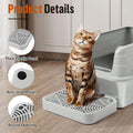 Bartuke Cat Litter Box Ramp, Litter Box Step Mat with Filter Function Cat Stair for Litter Box, Easy to Clean, 11.8''x 8.2''x 2'' Cats Pedal Step Stool Ideal for Kitten & Elderly Cats (Light Grey)