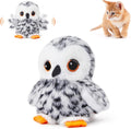 Potaroma Flapping Owl Cat Toys (No Flying), Lifelike Bird Chirp, Rechargeable Touch Activated Kitten Toy, Interactive Ca
