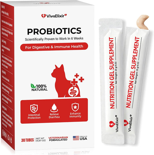 Probiotics for Cats & Digestive Support Gel – Cat Probiotic with Prebiotics, Taurine & Papain – Supports Gut Balance, Di