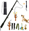 GRETMIX Flirt Pole for Dogs, Interactive Dog Toys Extendable Teaser Wand with Lure Chewing Toy, Chase and Tug of War for Small Medium Large Dogs Training Playing Exercise
