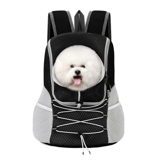 Pawaboo Pet Dog Carrier Backpack, Puppy Dog Travel Front Carrier for Small Medium Dogs Cats, Adjustable Breathable Dog Carrying Backpack with Safety Strips for Hiking, Walking (Black L Up to 14 lbs)