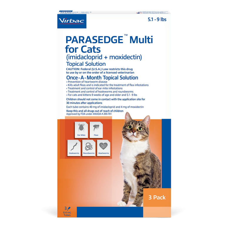 PARASEDGE™ Multi 9 for Cats and Ferrets (imidacloprid + moxidectin) Topical Solution 5.1-9 lbs, 3 Pack