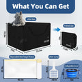 Petskd High Sides Portable Travel Litter Box for Cats with Lid and 10 pcs Liner Bags, Light Weight and Leak-Proof for Road Trips, Hotel Stays, Car Travel(Black)
