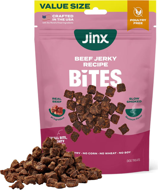 Jinx Beef Bites Jerky Dog Treats - Soft & Chewy, All Natural Dog Jerky Treats with Grass-Fed Beef - Pet Products for All Dogs (Puppies, Adults & Seniors) - 15oz