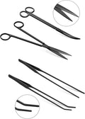 Aquascaping Tools 7 in 1 Kit Aquarium Plant Scissors Tools Set Curved & Waved Scissor Tweezers Spatula Stainless Steel A