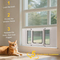 Cat Door for Window,3Min No-Damage Quick Install, Fits 31"-36" Width Windows, No Drilling Required Cat Window Door Insert, Aluminum Frame Pet Door for Window, 4 Lock Modes to Control Pet Access