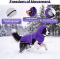 Purple Dog Raincoat with Reflective Strip Hoodie, Waterproof Poncho，XL