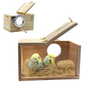 Parakeet Nesting Box, 7.87 X 4.72 X 4.72 inch Transparent Bird Nest Breeding Box with Perch Parrot Mating Box Wood Bird House Aviary for cage (S Horizontal Transparent+Wood)