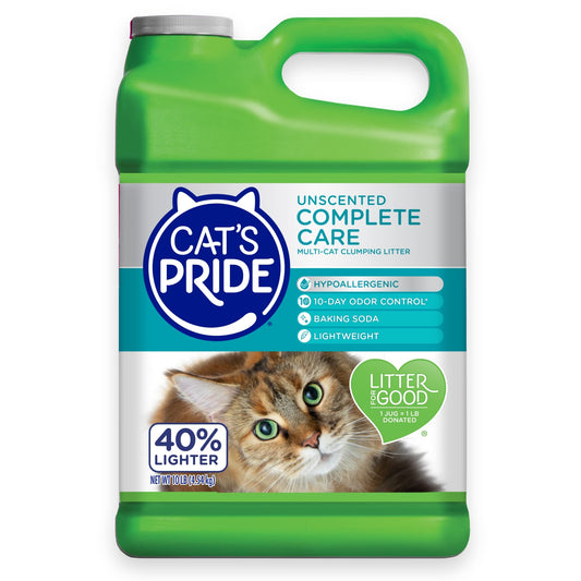 Cat's Pride Premium Lightweight Clumping Litter: Complete Care - Up to 10 Days of Powerful Odor Control - Hypoallergenic - Multi-Cat, Unscented, 10 Pounds
