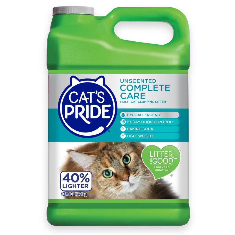 Cat's Pride Premium Lightweight Clumping Litter: Complete Care - Up to 10 Days of Powerful Odor Control - Hypoallergenic - Multi-Cat, Unscented, 10 Pounds