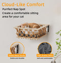 HHOFURN 5-in-1 Cat Wall Shelves Set with Hammock, Wall-Mounted Cat Furniture Includes Condo, Bridge, Ladder & Steps for Indoor Cats, Safe & Stable (Gray)