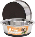Neater Pet Brands Stainless Steel Dog Bowls with Non-Slip Rubber Bottom – Set of 2, 6 Cup (48 oz), Black - Heavy Duty Metal Dog Bowl, Dishwasher Safe, Food or Water Bowl, Ideal for Large Dogs