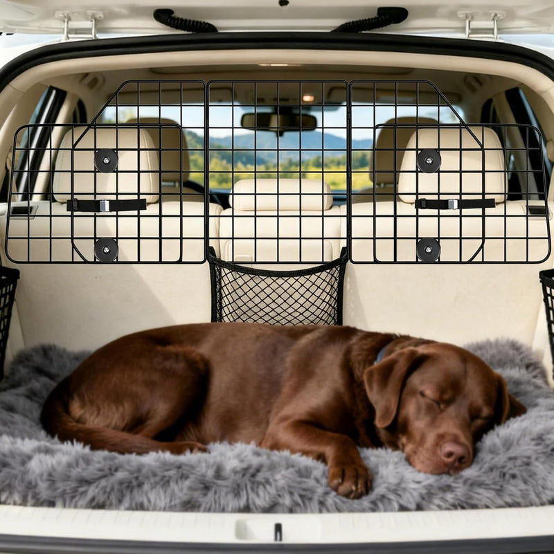 ERYTLLY Dog Car Barrier for SUVs, Vehicles, Dividers, Adjustable Heavy-Duty Wire Pet Gate, Foldable Car Pet Barrier with Mesh Bag, Car Accessories Safety Travel, for Cargo Area 36.6