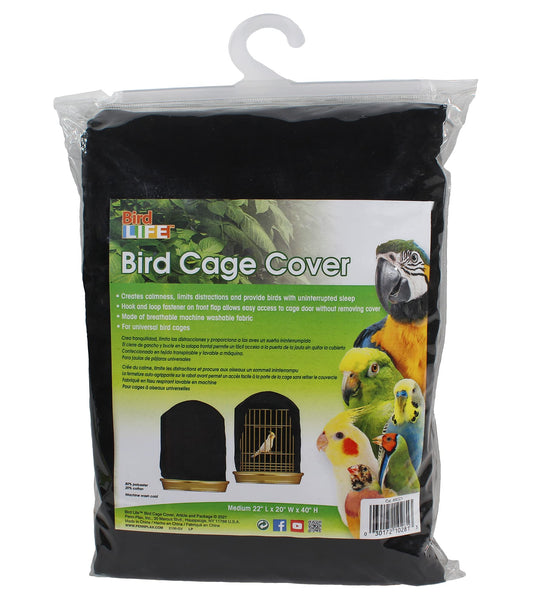 Penn-Plax Bird-Life Universal Fit Birdcage Cover – Machine Washable & Breathable Fabric – Black Color – Large Size