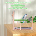 Bird Playground, Natural Wood Bird Perch Stand with Removable Tray and 2 Stainless Steel Feeder Cups, Parrot Playstand B