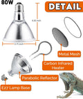 80W Deep Heat Infrared Projector Lamp for Reptiles, Emits Infrared A & B Wavelengths, Reptiles Basking Light Heat Lamp B