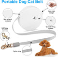 Retractable Dog Leash for Small Dogs Cats up to 11lbs with 6.5ft Anti-Pull Strong Nylon Tape, Hands Free, Mini and Portable Walking Leash with Wrist Strap, One-Hand Brake, White Round