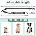 LEOSASA Double Dog Leash for 2 Dogs - No Tangle 360°Swivel Splitter with Reflective Stitching, Adjustable Length and Stretchy Shock-Absorbing Comfort, for Small/Medium Dogs Walking Training (S(2.0cm)