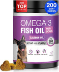 Omega 3 Fish Oil for Dogs Dog Skin and Coat Supplement Shiny Coats Dog Skin Allergy Relief for Dogs Itching Reduce Shedding EPA & DHA Fatty Acids Salmon Oil Supplement 200 Ct
