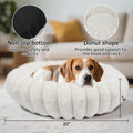 Vhen When Donut Dog and Cat Bed, Luxurious Comfortable Faux Rabbit Fur Pet Beds, Round Anti-Anxiety Calming Puppy Kitten Bed with Anti-Slip Bottom for Small Medium Dogs & Cats(20", White)