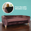 CRITTER SITTERS 42-in. Elegant Brown Faux-Velvet Rectangular Dog Sofa for Medium and Large Dogs, Elevated Plush Dog Couc