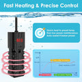 25W Aquarium Heater, Adjustable Small Fish Tank Heater, with Digital Display, Overheat Protection & Dry Run Protection, 