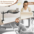 Unidevice Cat Desk Bed - Sturdy Cat Bed for Desk with 360° Rotating & Adjustable Height, Elevated Cats Nest Perch for Desk, Grey
