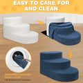 Dog Stairs 3 Steps Foam Pet Ramp for Small Dogs Cats, Navy Blue
